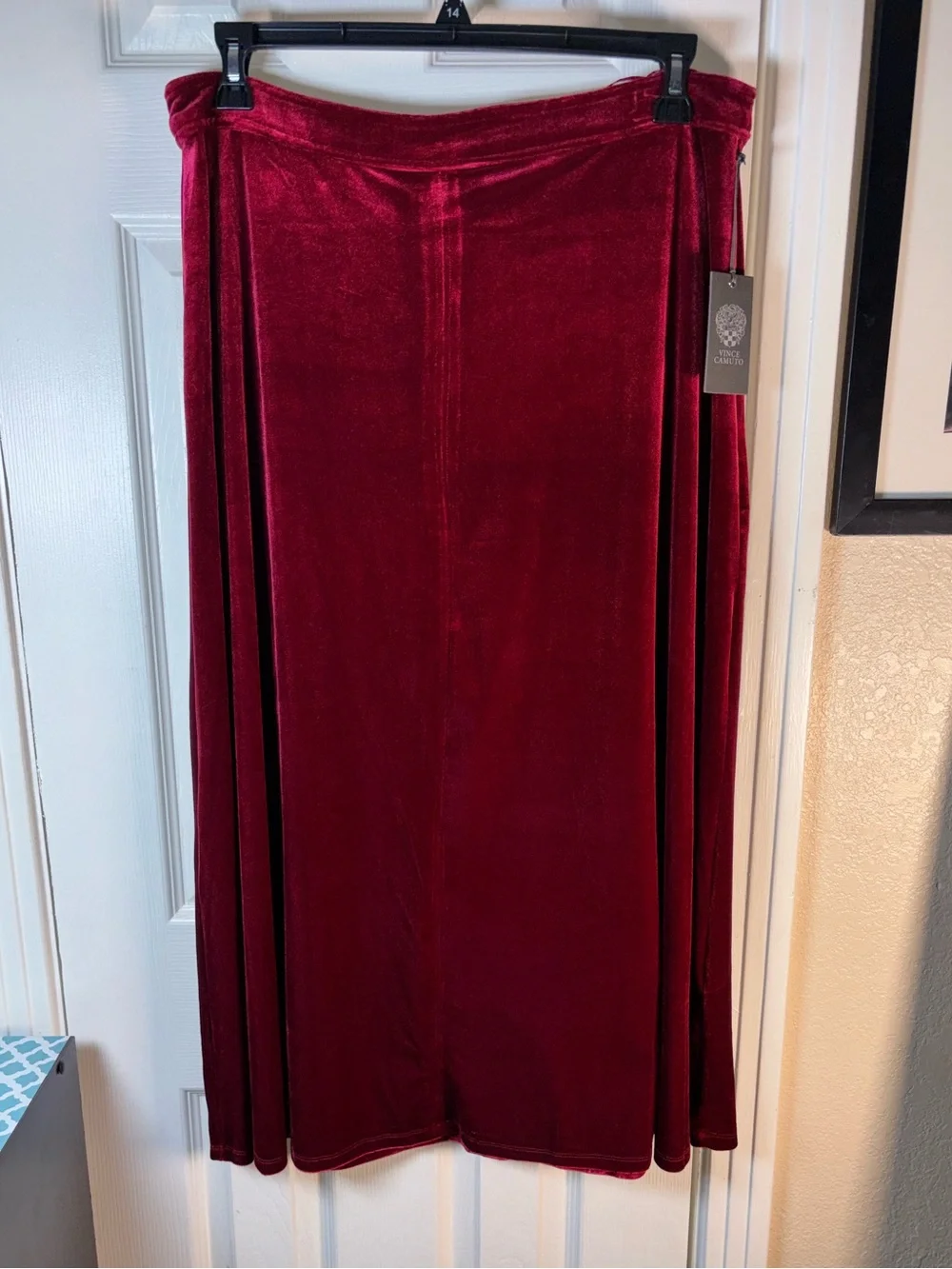 NWT Vince Camuto Velvet Maxi Skirt in Deep Red L and XL